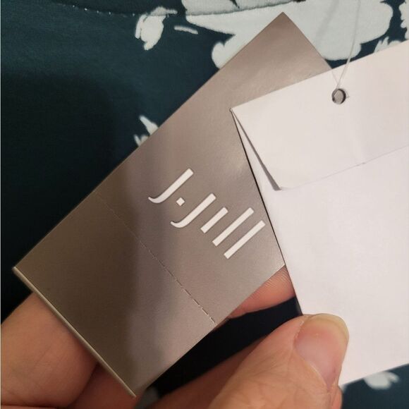 J. Jill Wearever Collection Emerald Green White Floral Midi Dress, Size XLT NEW - Picture 8 of 9